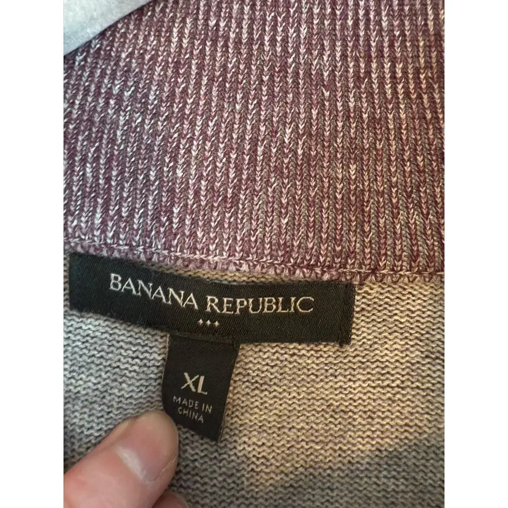 MENS BANANA REPUBLIC 100% COTTON 3 BUTTON‎ HENLEY SWEATER SIZE XL MAROON